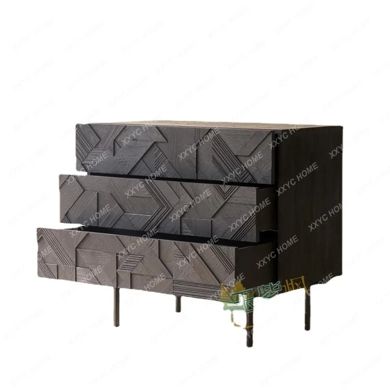 

Nordic Storage Three-Bucket Cabinet Narrow Small Chest of Drawer Multi-Functional Large Space Locker Bedside Table