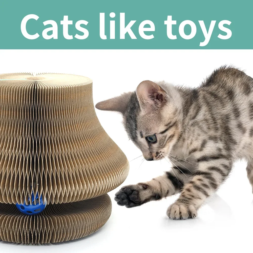 Funny Toy Magic Cat Scratch Board Multiple shapes with Ball Cat Grinding Claw Training Round Corrugated Paper Toy Cat House