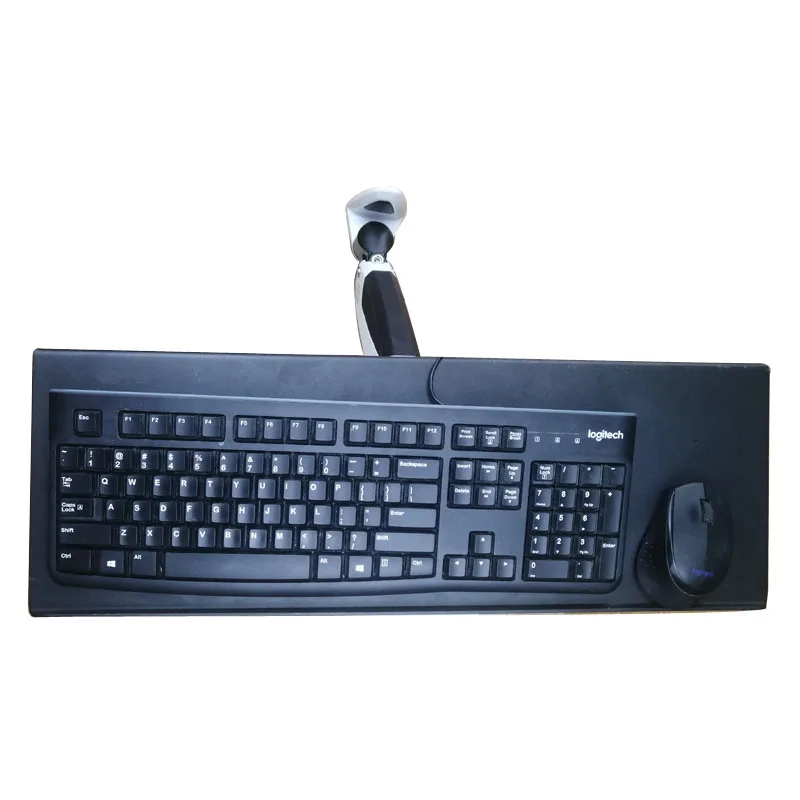 DL-GM111WKY 알루미늄 360 회전 클램프 에어 프레스 가스 용수철 대형 키보드 벽걸이, 마우스 길이 27 인치, 0-8kg