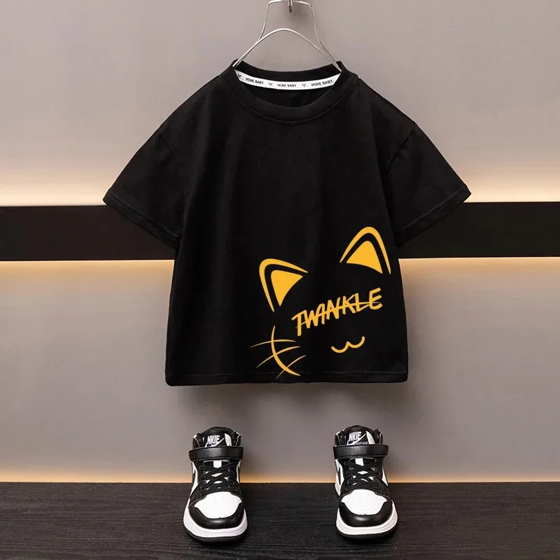 

Boys' Summer New Short Sleeve T-shirt Small Medium Children's Round Neck Top Children's Casual Versatile Short Sleeve Fashion