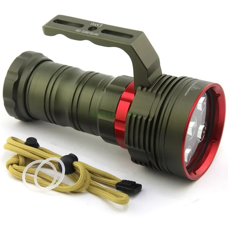 For DX6 Super Bright 10000 Lumems Underwater 200m Diving Flashlight 6x XM-L2 LED Torch Light Lamp Lantern by 4x 18650 Battery