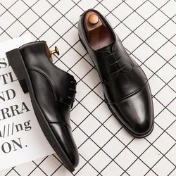 Classic Italian Style Mens Derby Formal Shoes Career Office Leather Shoes Pointy Toe Handmade Business Wedding Dress Shoes Men