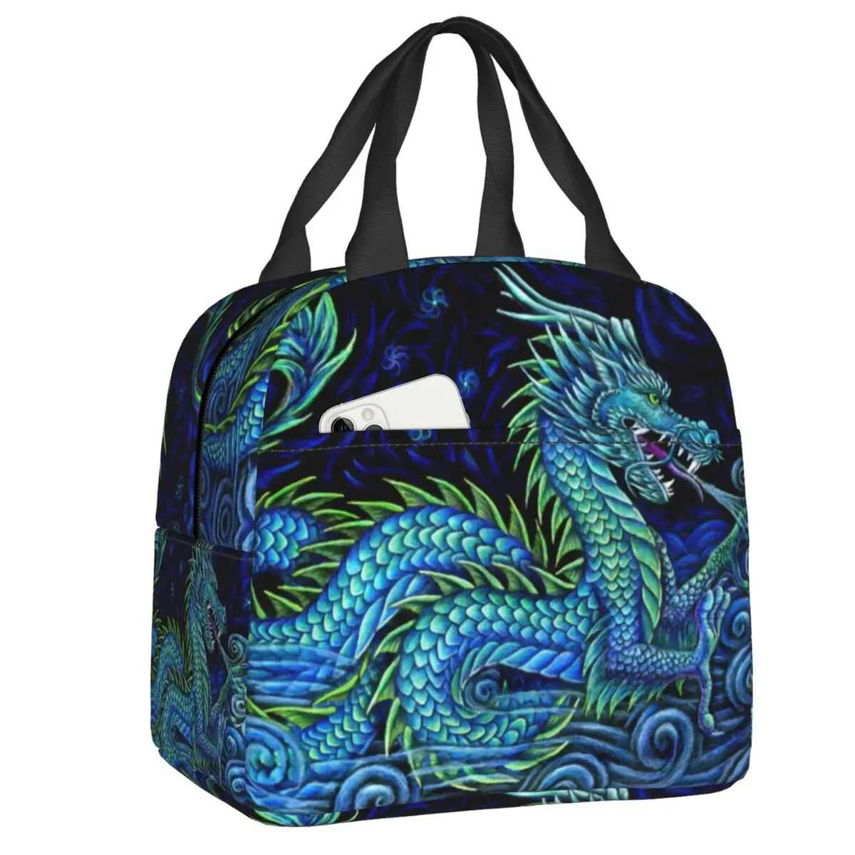 Chinese Dragon Insulated Lunch Bag Mythical Monster Portable Cooler Thermal Bento Box Women Kids Food Container Tote Bags