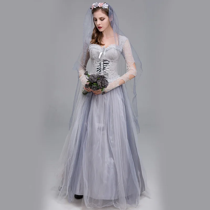 2024年新作ハロウィンコスチューム ゴーストブライドドレス ゾンビパフォーマンス衣装 仮面舞踏会コスチューム ステージパフォーマンス レディースウェア