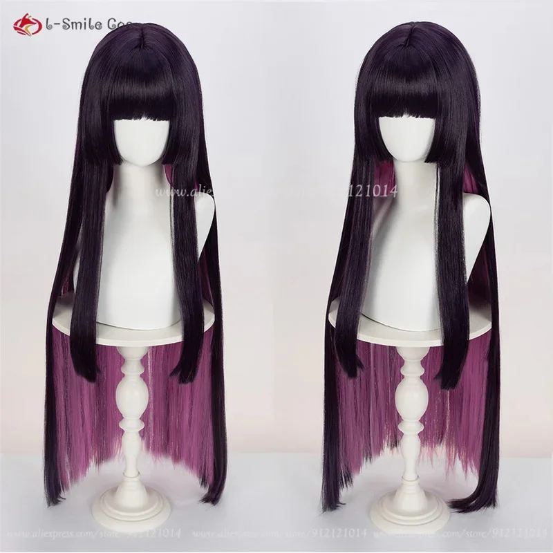 

Rock Kurogane Otoha Cosplay Wig 100cm Black Purple Pink Straight Hair Heat Resistant Synthetic Hair Anime Cosplay Wig For Women