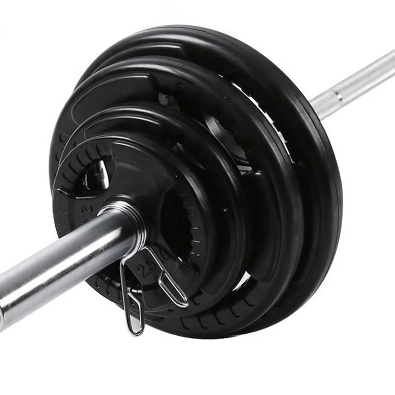 Weight Gym Power Training Weight Lifting Black Color Rubber Three Hole Barbell Weight Hard Barbells Plates