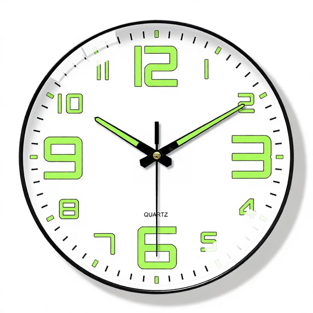 Modern Luminous 8 Inch Wall Clock Silent Quartz Timepiece Simple Battery Operated Decorative Clock For Home Bedroom Office