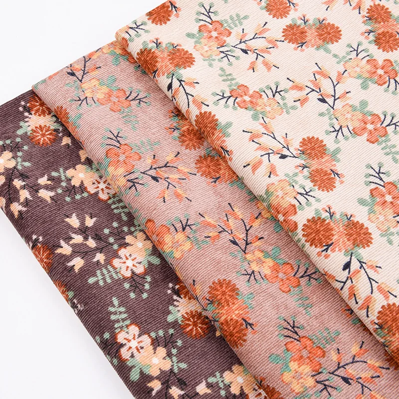 

Ткань вельветовая плотная эластичная 145x100 см с принтом «Маленькие цветы» для зимней детской одежды, курток ручной работы, обуви, сумок