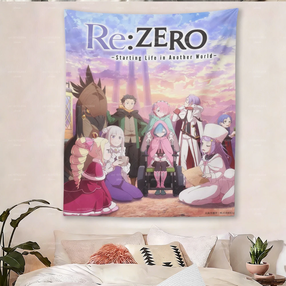 Anime R-Re:ZERO Starting Life in Another World Tapestry Wall Hanging HD Art Poster Home Bedroom Living Room Decor