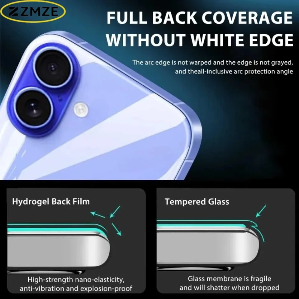 2/3 Piezas Película de Hidrogel Trasera para iPhone 17 16 15 Pro Max 13 14 12 11 Película Transparente Suave Protector de Pantalla Antirrayas Antigolpes 2
