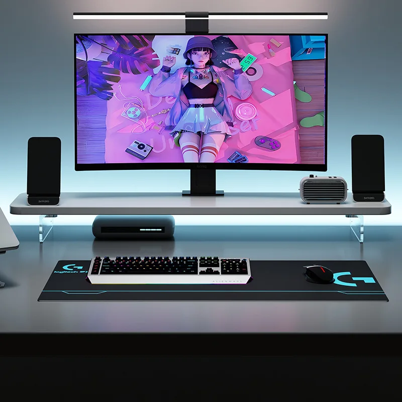 Desktop computer monitor booster office solid wood storage study stand