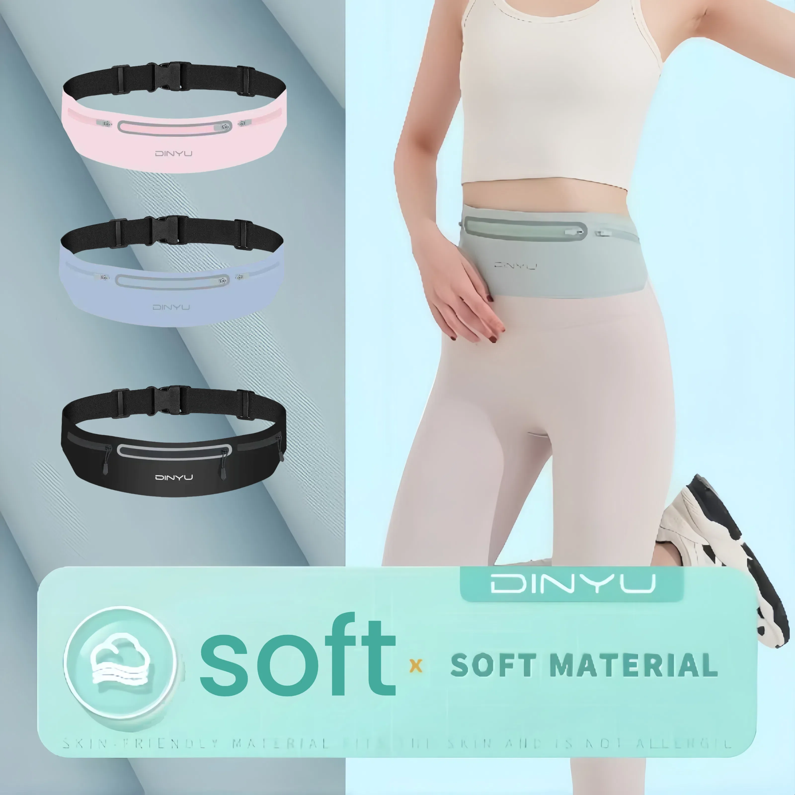 حقيبة لياقة بدنية محمولة بحامل هاتف، حقيبة خصر رياضية، حقيبة خصر قابلة للتعديل للرجال والنساء، حقيبة جري #1