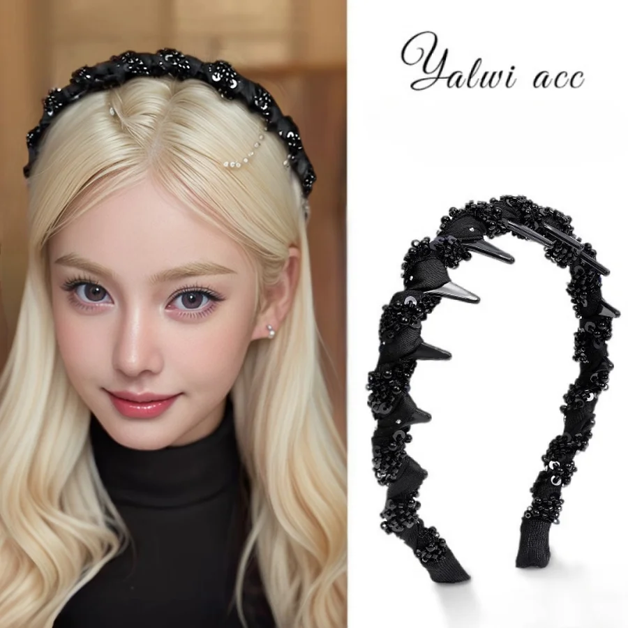 

Women'S High Quality Black Headband - Handmade Hair Additions Set, Non-Slip Hair Clips, Wedding Party
