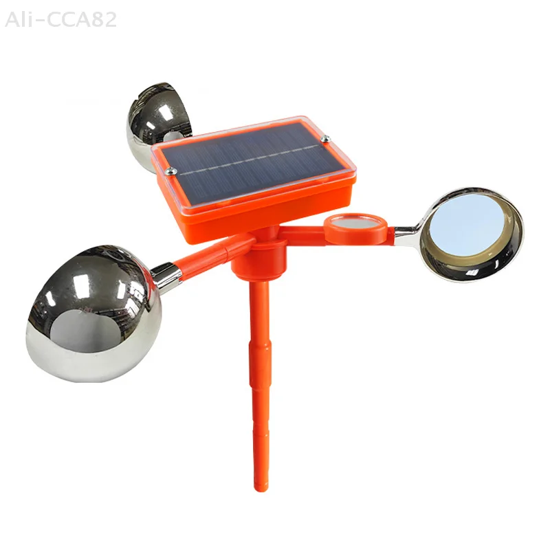 Solar Powered Voice Bird Deterrent Device With 3 Pieces 360° Reflective Rotating Prisms Cups Adjustable Sound