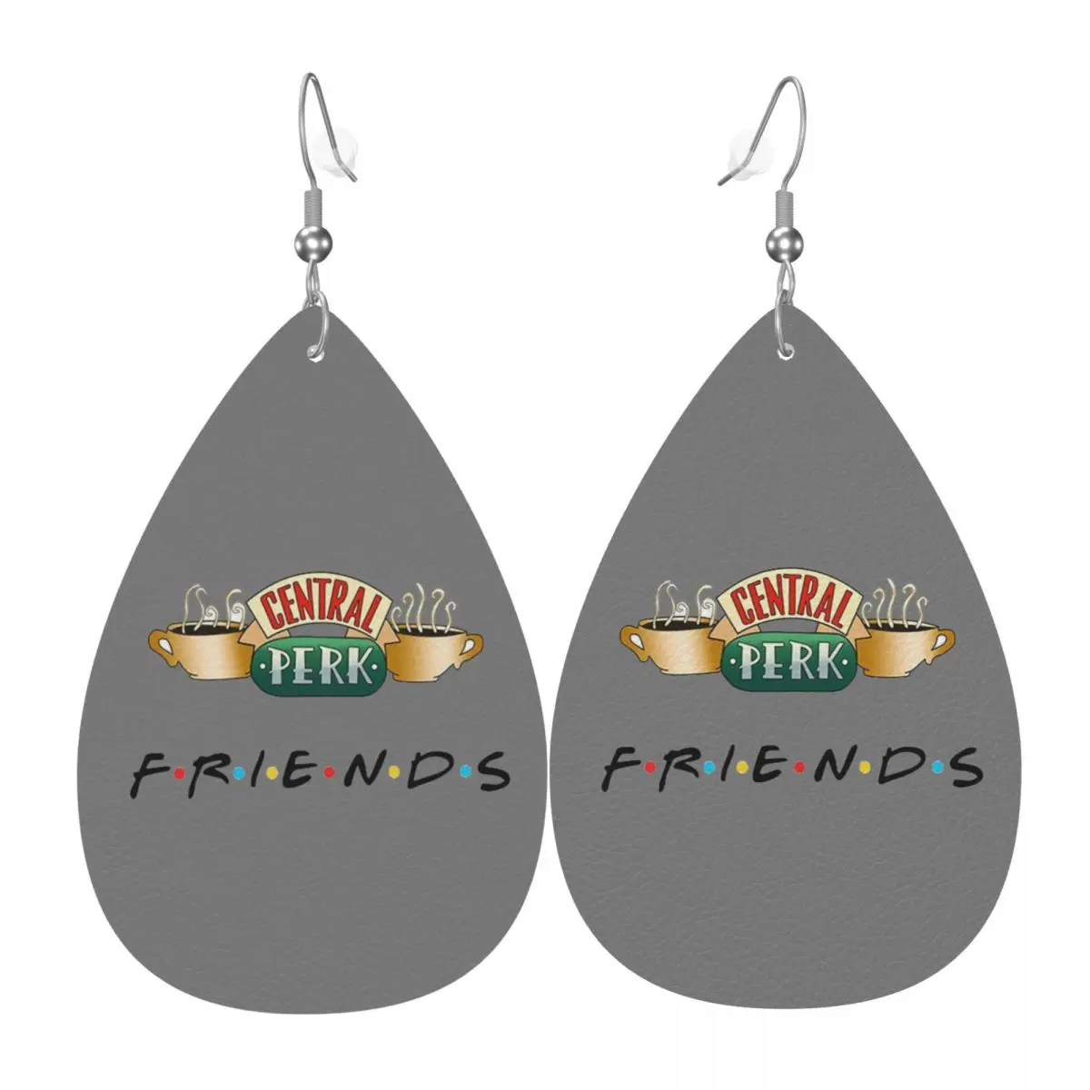 Custom Friends TV Show Leather Teardrop Earrings Fashion For Central Perk Cafe Comic Jewelry Accessories For Valentine's Day