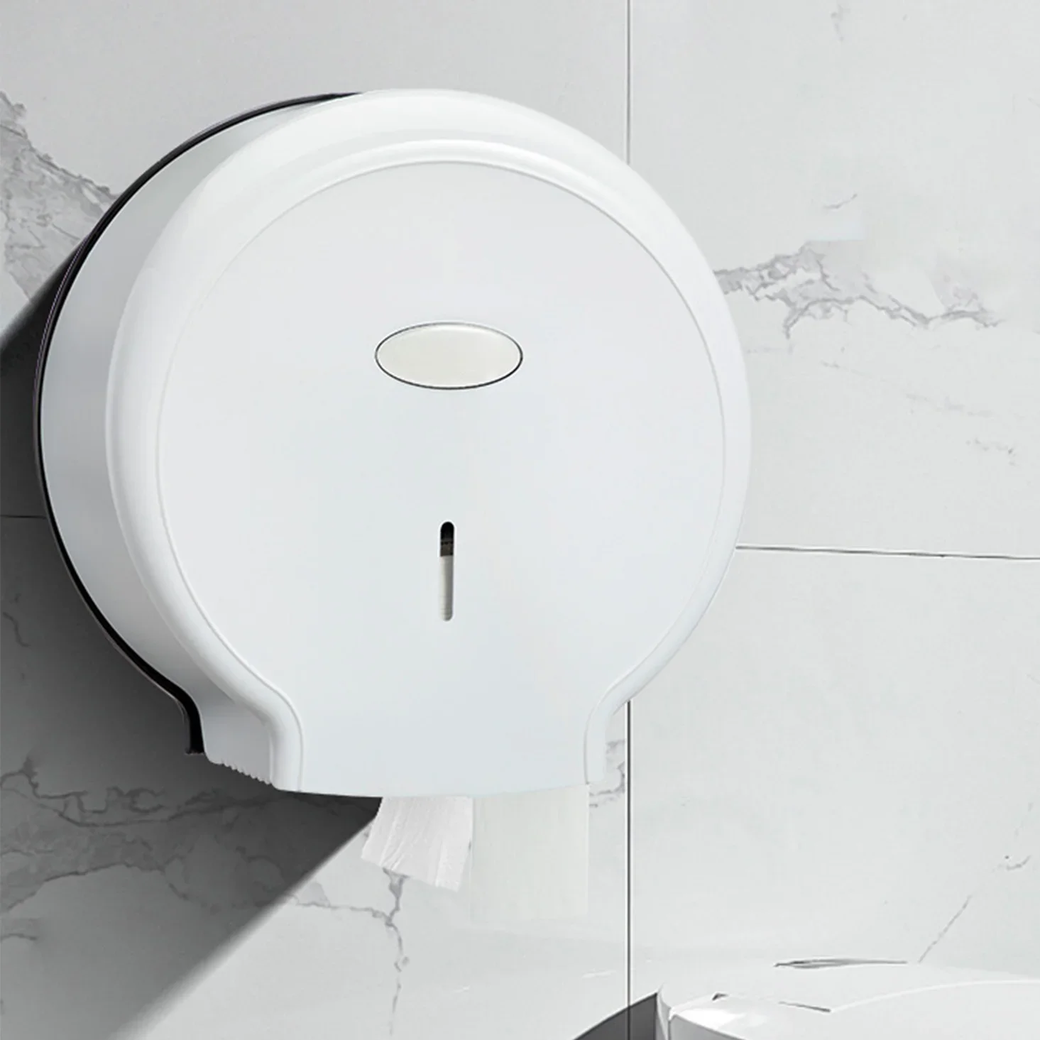 

Waterproof Wall Mount Toilet Paper Holder Box - Jumbo Single Roll Tissue Dispenser, Bathroom Punch-Mounted Accessory
