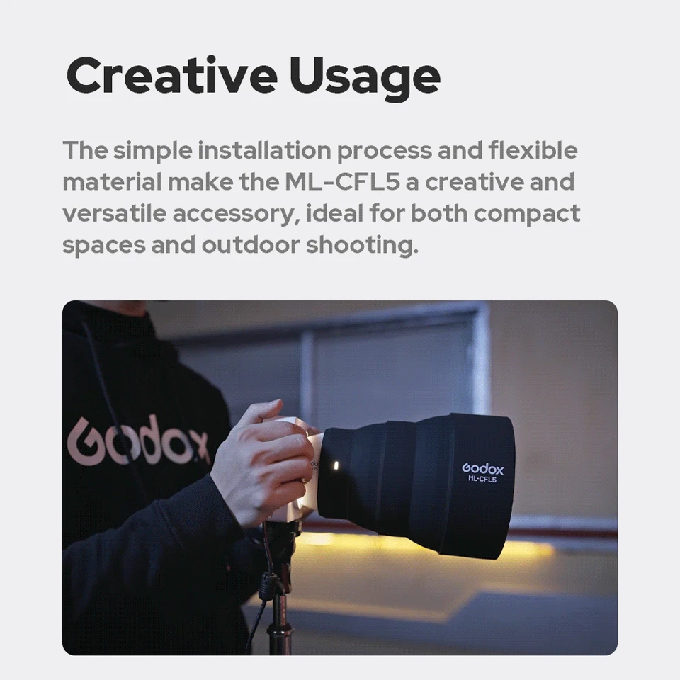 Godox ML-CFL5 عدسة فريسنل القابلة للطي ملحقات إضاءة التصوير الفوتوغرافي إضاءة أكثر إشراقا قابلة للطي سهلة الاستخدام لـ ML100R