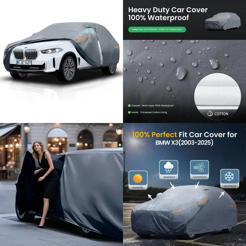 

Upgraded Breathable Waterproof Car Cover with Cotton Liner and Zipper Door for 2003-2025 Models, Premium Protection for SUVs