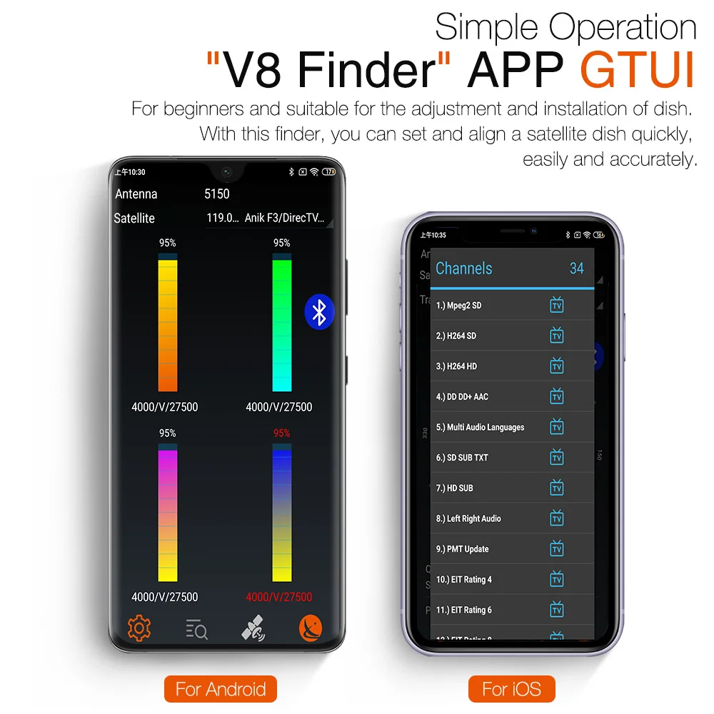 👍 Original gtmedia v8 localizador bt03 DVB-S2 1080p satélite tv receptor localizador para android ios digital bt hd satélite satfinder
