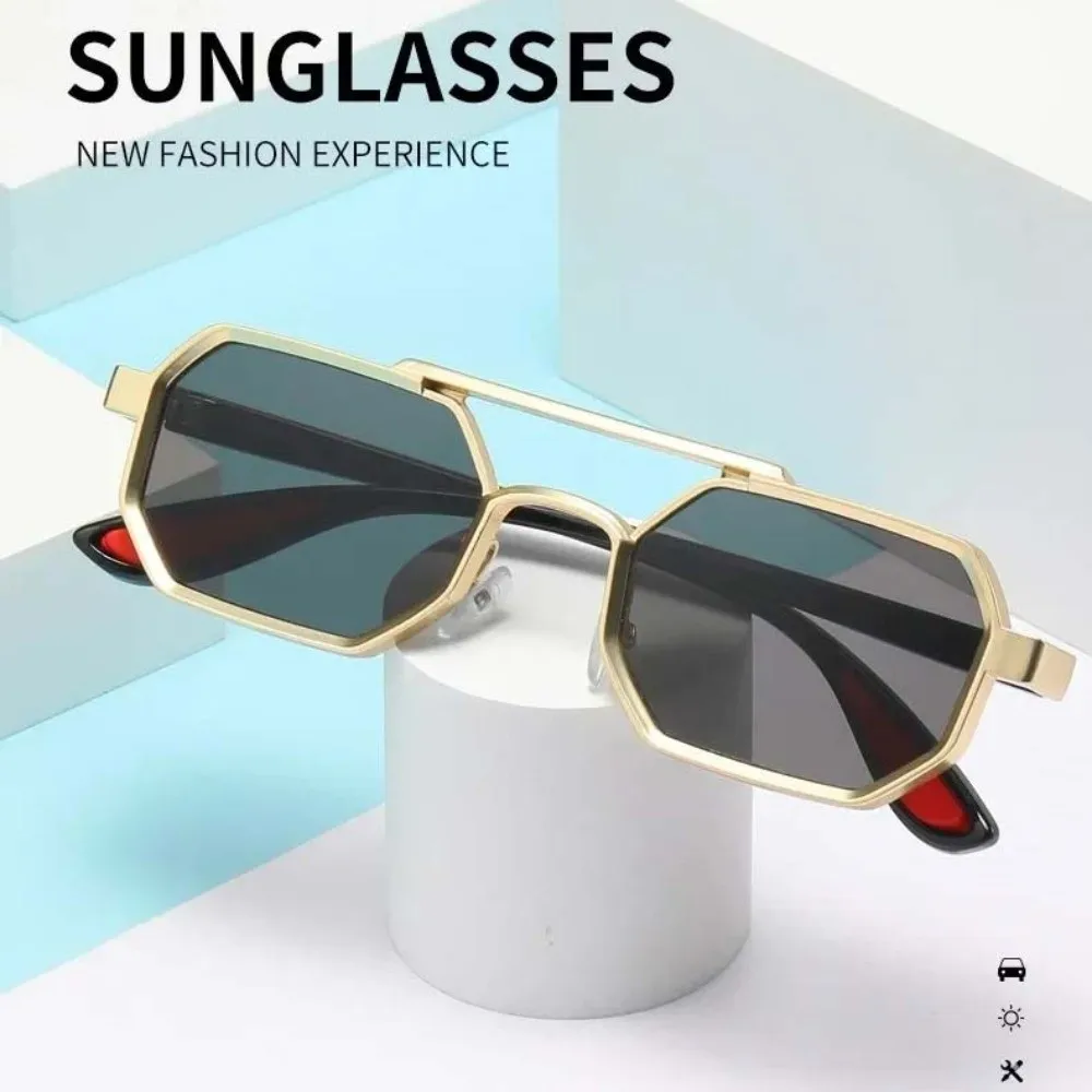 

Lightweight Double-bar Square Sunnies Indian Style Sunshade Eyewear Unisex Polarized Sunglasses Costume Accessory Waterproof