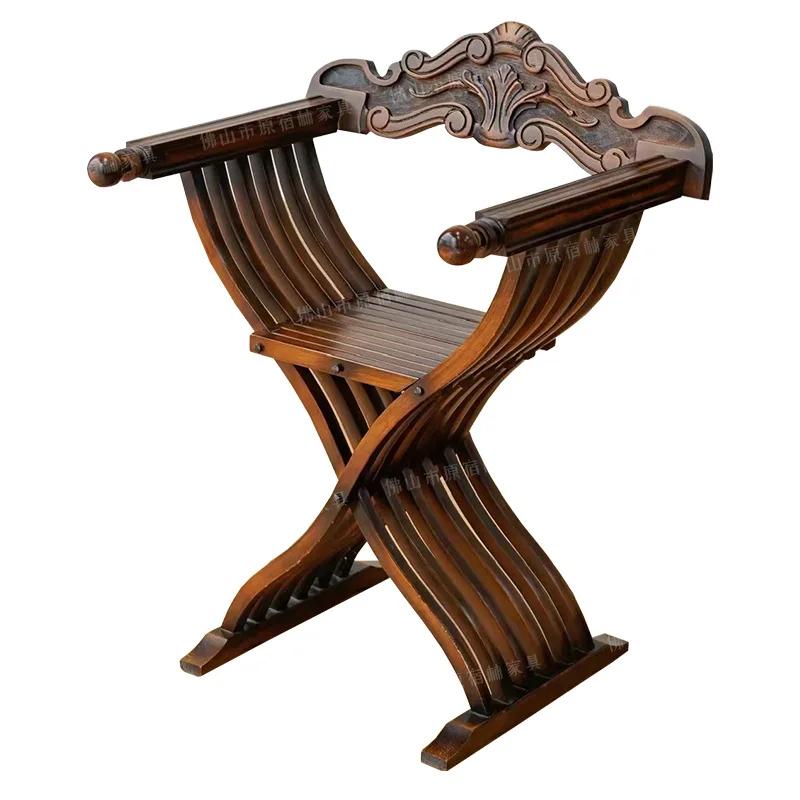 LTT medieval solid wood chair carving heavy industry art single chair balcony living room study chair