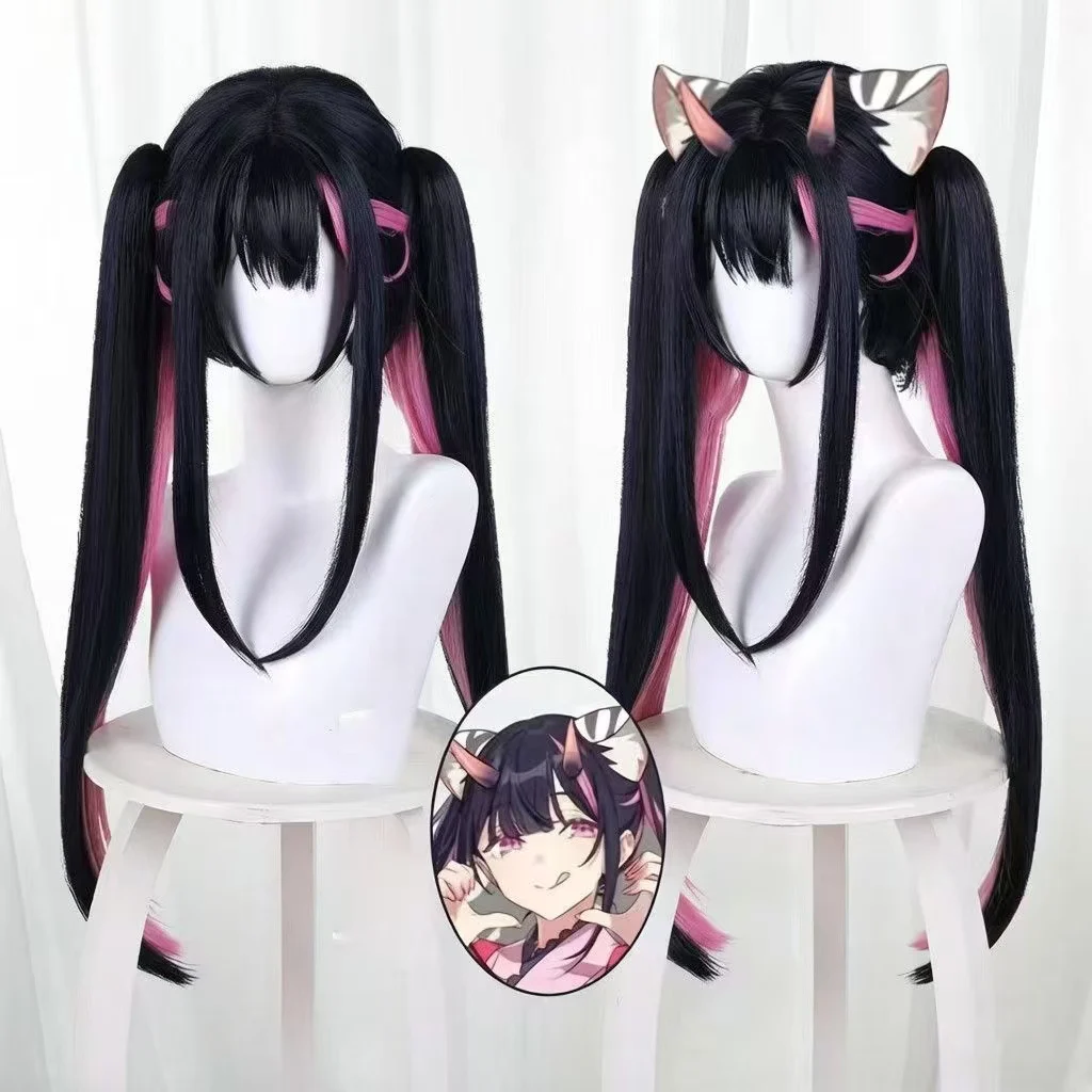 Cosmic Princess Kaguya Komazawa Noi Cosplay Wig Black Pink Twin Tails Wig Matte High Temperature Resistant Hair For Halloween