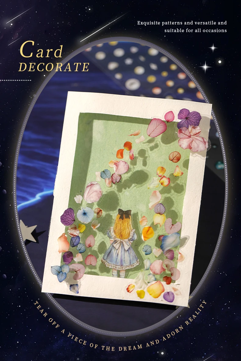 Journal GO 5cmx2m Lucky Starry Rain Tape Aufkleber für Kartenherstellung, Scrapbook, dekorative Collage, Junk Journal, Masking Tape – Detail 2