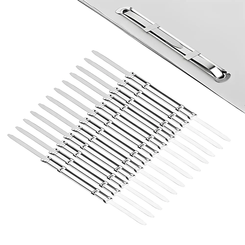 50pcs Metal Document Binding Clips, Double-Hole Binding Clips, 80mm Hole Spacing, Document Strip Fasteners