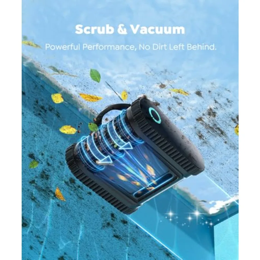 Robotic Pool Cleaner for inground pools up to 65 sq.ft, pearl white ABS plastic, 80-min runtime, smart routing, wall climbing,
