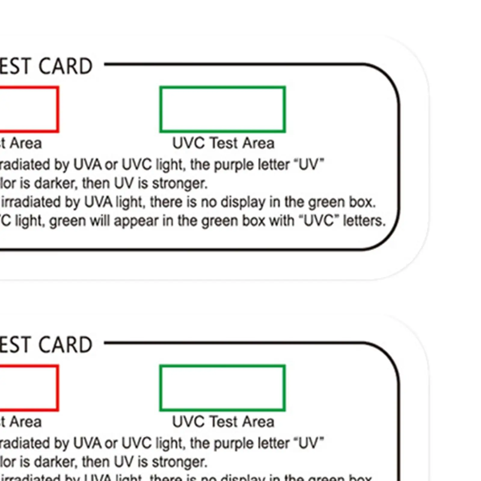 Cartes d'indicateur UVC réutilisables pour la maison, bandes de test, PVC, lumière, 2 pièces