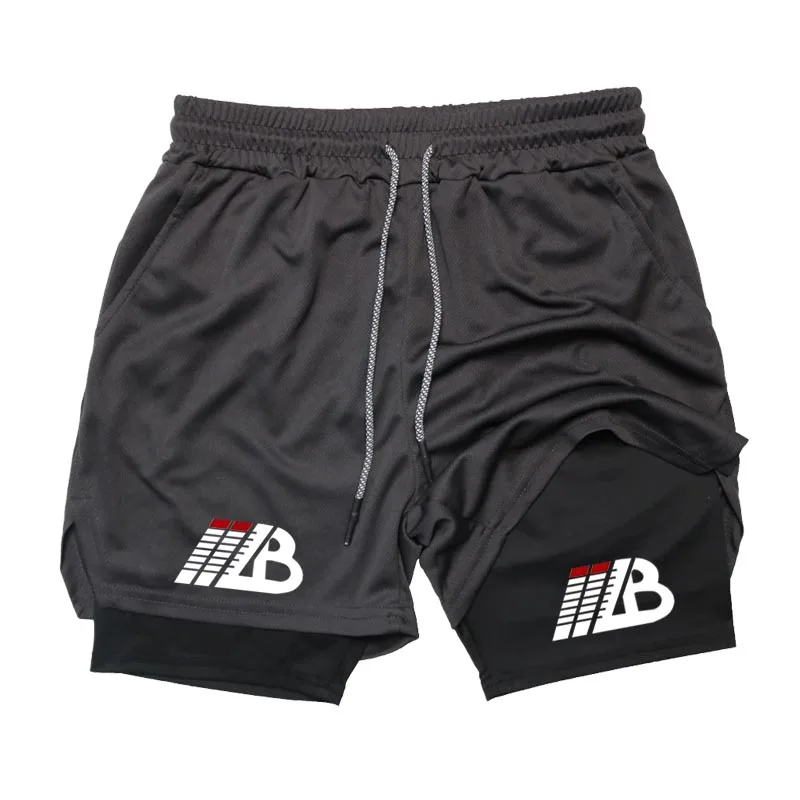 Mens Jogging Double Layer Fitness Shorts Men Fitness Gym Training 2 in 1 Sports Shorts Running Workout Double Deck Casual Shorts