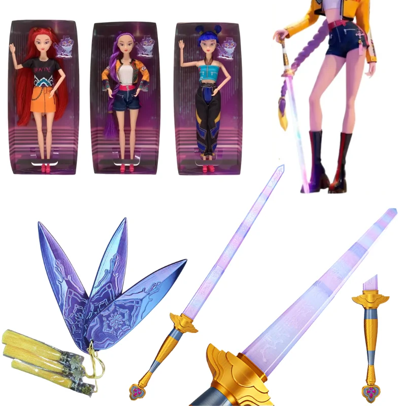 케이팝 데몬 헌터즈 액션 피규어 장난감 미라 조이 루미 롱 소드 미라 조이 부메랑 코스튬 액세서리 팬들을 위한 크리스마스 선물