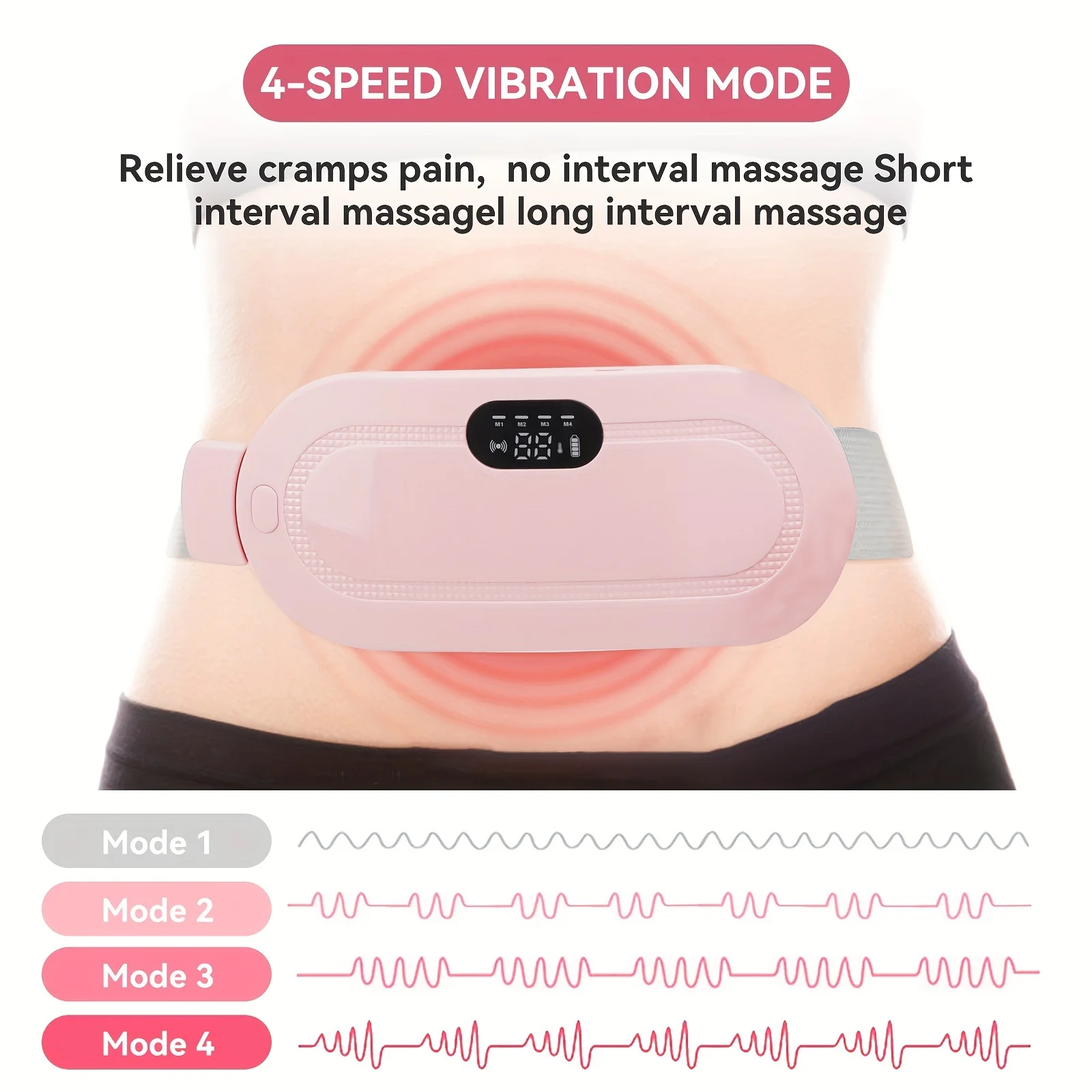 Electric Heating Palace Belt Portable Fast Heating Pad with 3 Heat Levels, 3 Massage Modes, Back and Belly Heating