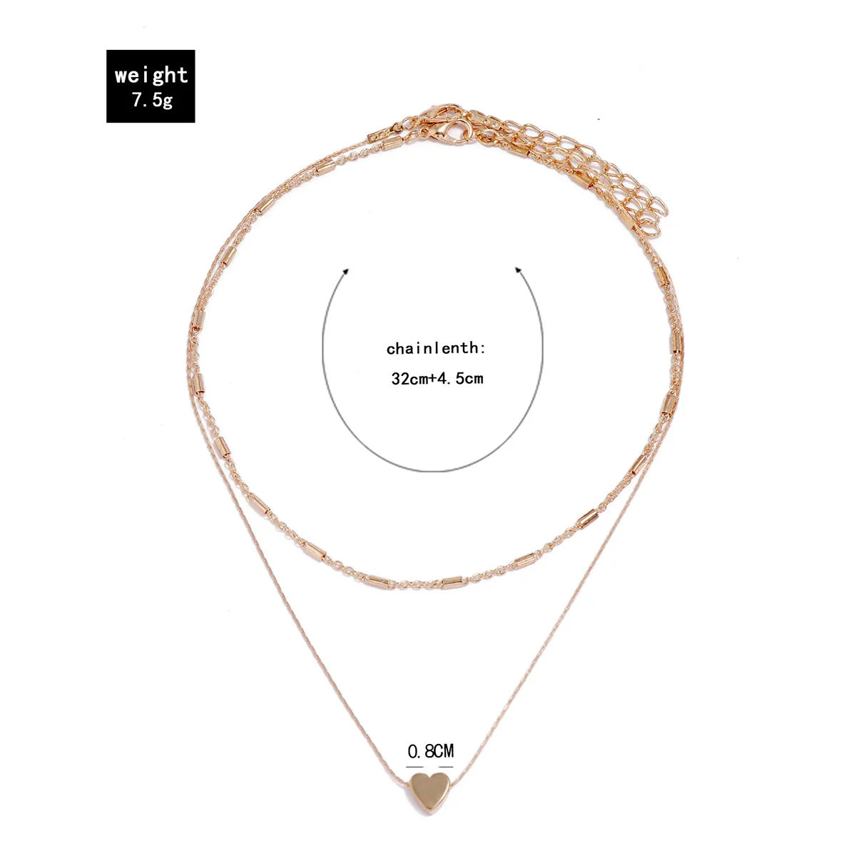 2 Stück modische, schlichte Halskette mit Herzanhänger für Damen, in Gold- und Silberfarben, als Halskette oder Choker, trendiger Party-Schmuck, Geschenk für Mädchen. – Detail 2
