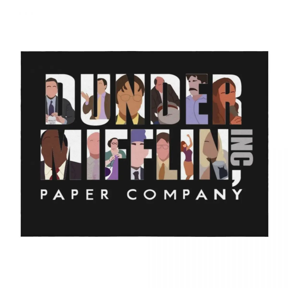 

Dunder mifflin ink logo with characters Throw Blanket funny gift Retros Sofas cosplay anime Blankets