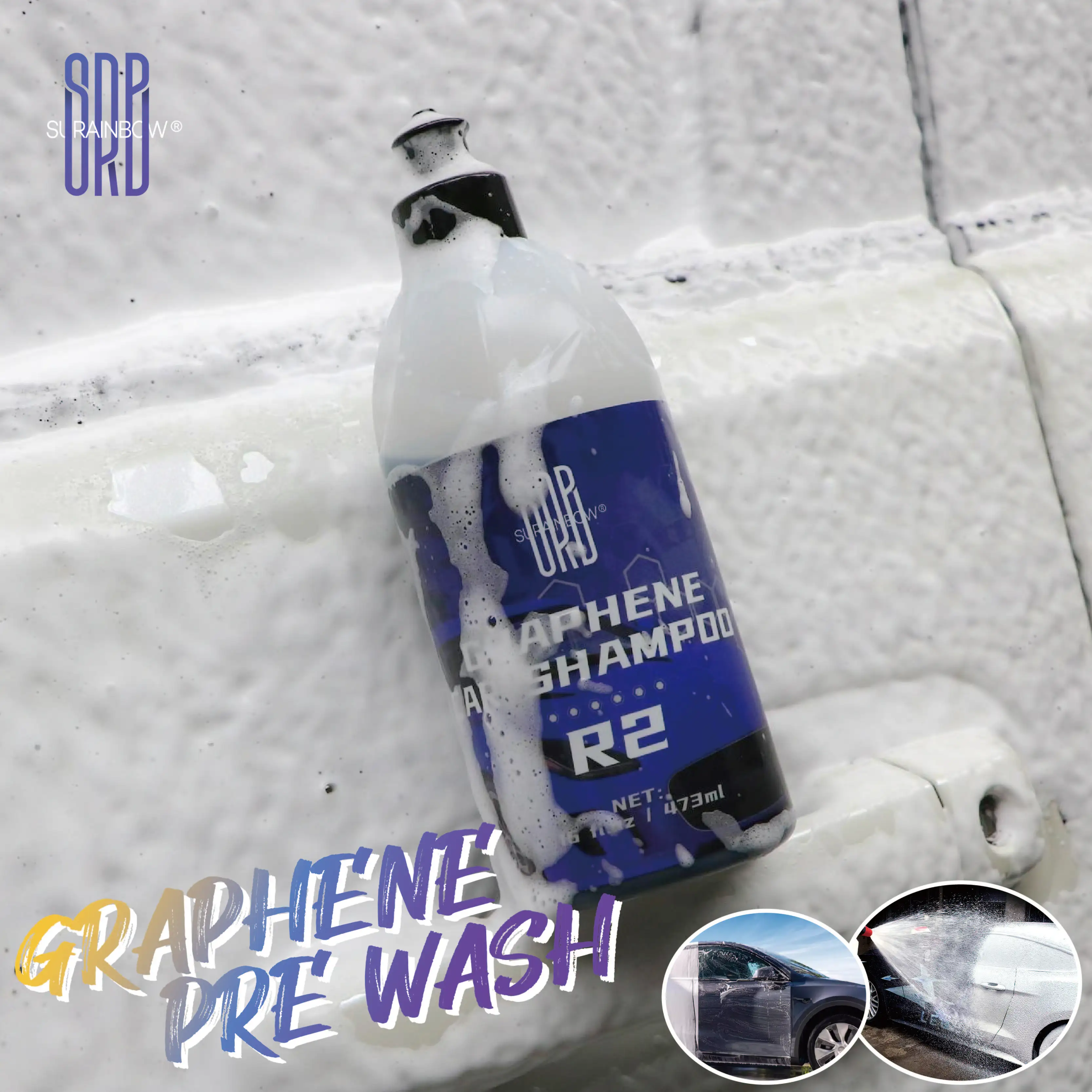 Graphene Shampoo - Ceramic Coating Infused Car Wash Soap - Powerful Cleaner & Protection In One Step - High Suds For Foam Cannon