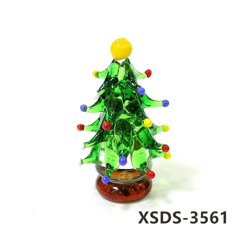 Custom Leuke Miniatuur Kerstboom Beeldje Glas Ambachtelijke Ornamenten Thuis Tafel Tiny Xmas Tree Decor Zeldzame Nieuwe Jaar Geschenken Voor kids