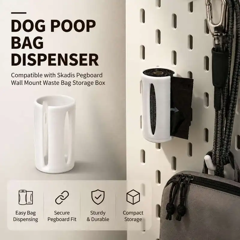 Dog Poop Bag Dispenser Compatible with Skadis Pegboard Wall Mount Waste Bag Storage Box