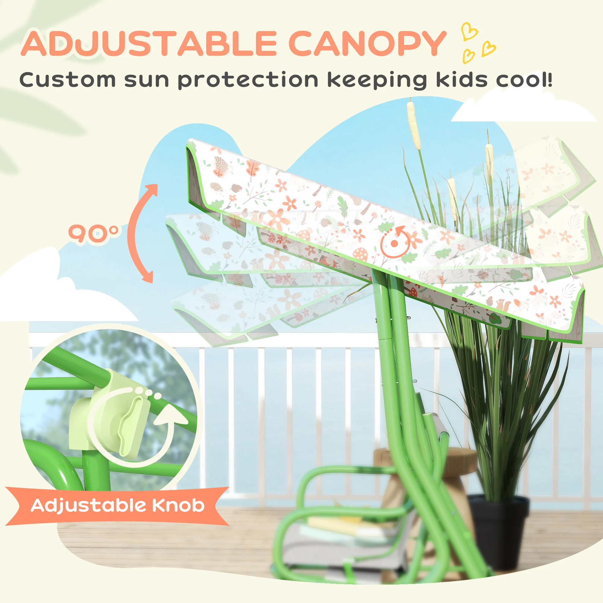 Kids Outdoor Swing Chair with Canopy 5