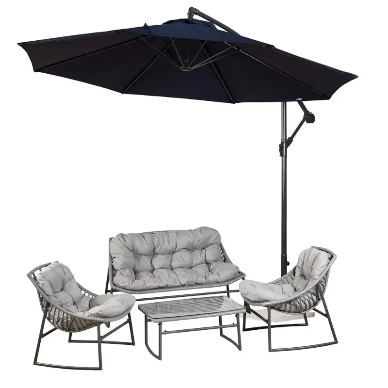 Balcon de jardin, mobilier d'extérieur en rotin, relaxez les deux corps et l'esprit