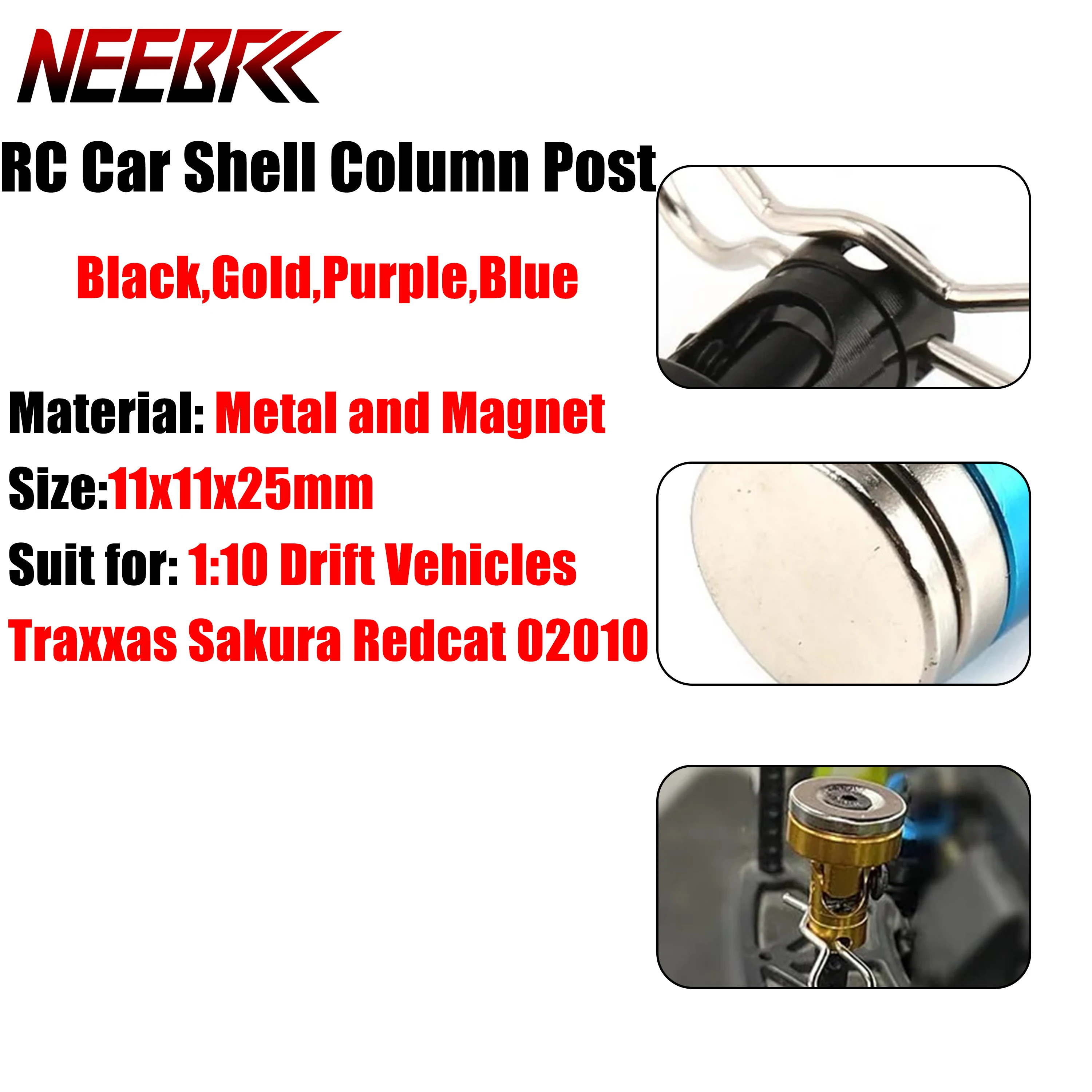 4pcs Metal Strong Magnetic Shell Column Post for 1/10 RC Car Traxxas Tamiya Redcat Body Mount Clip Vehicle AXIAL SCX10 Toy Part