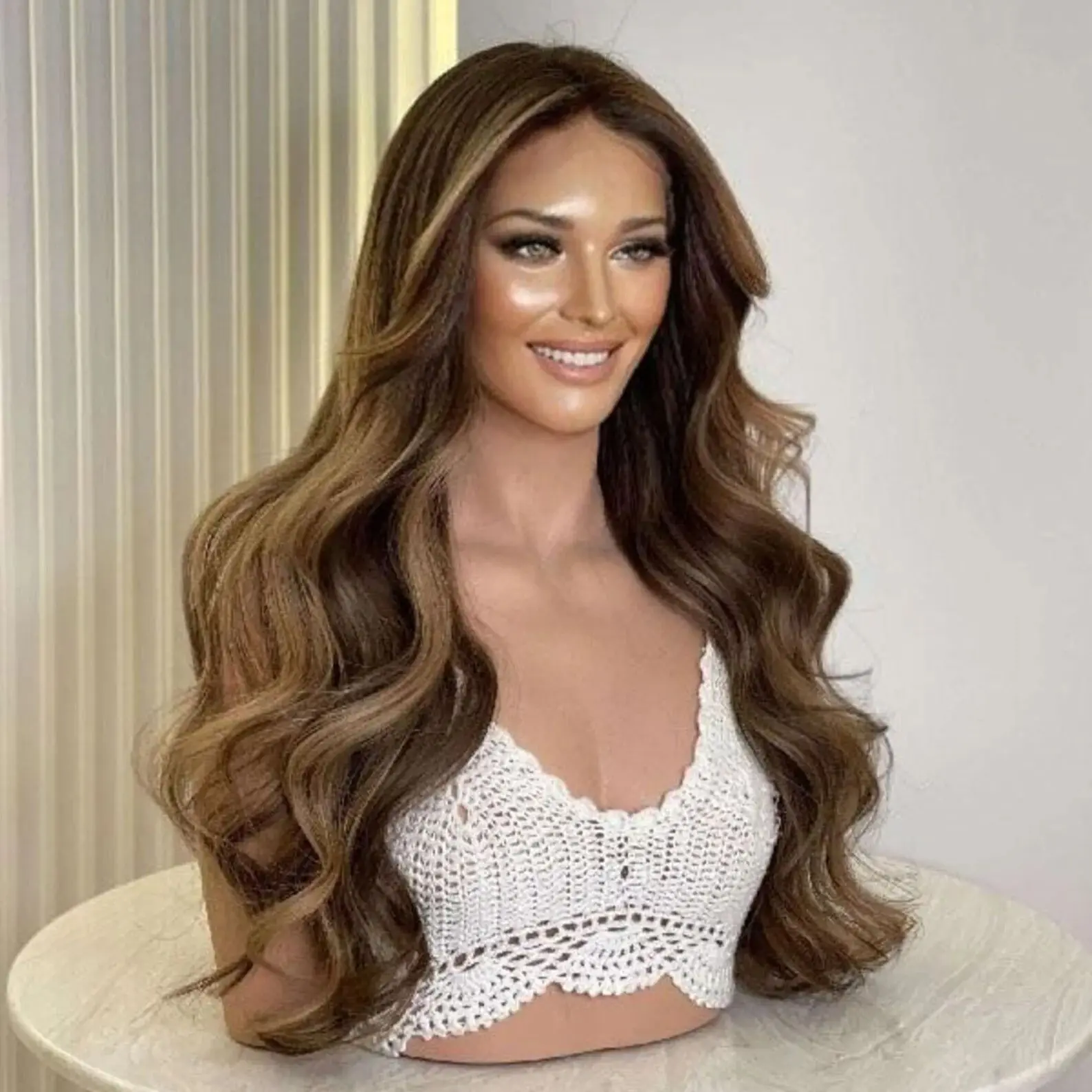 Highlight Blond Jewish Human Hair Extensions5x5Silk Base Body Wave Glueless Soft HD Lace European Hair Preplucked with Baby Hair view 2