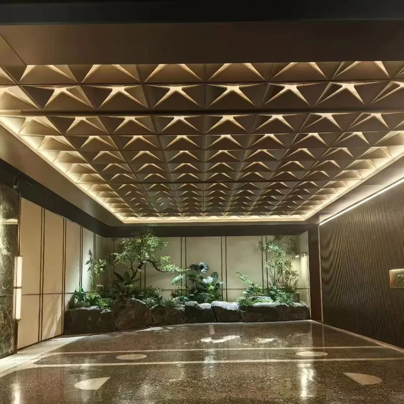 custom.Modern Hotel Lobby Mall Stainless Steel Irregular Ceiling Cladding with Fireproof Waterproof Features Interior Decora
