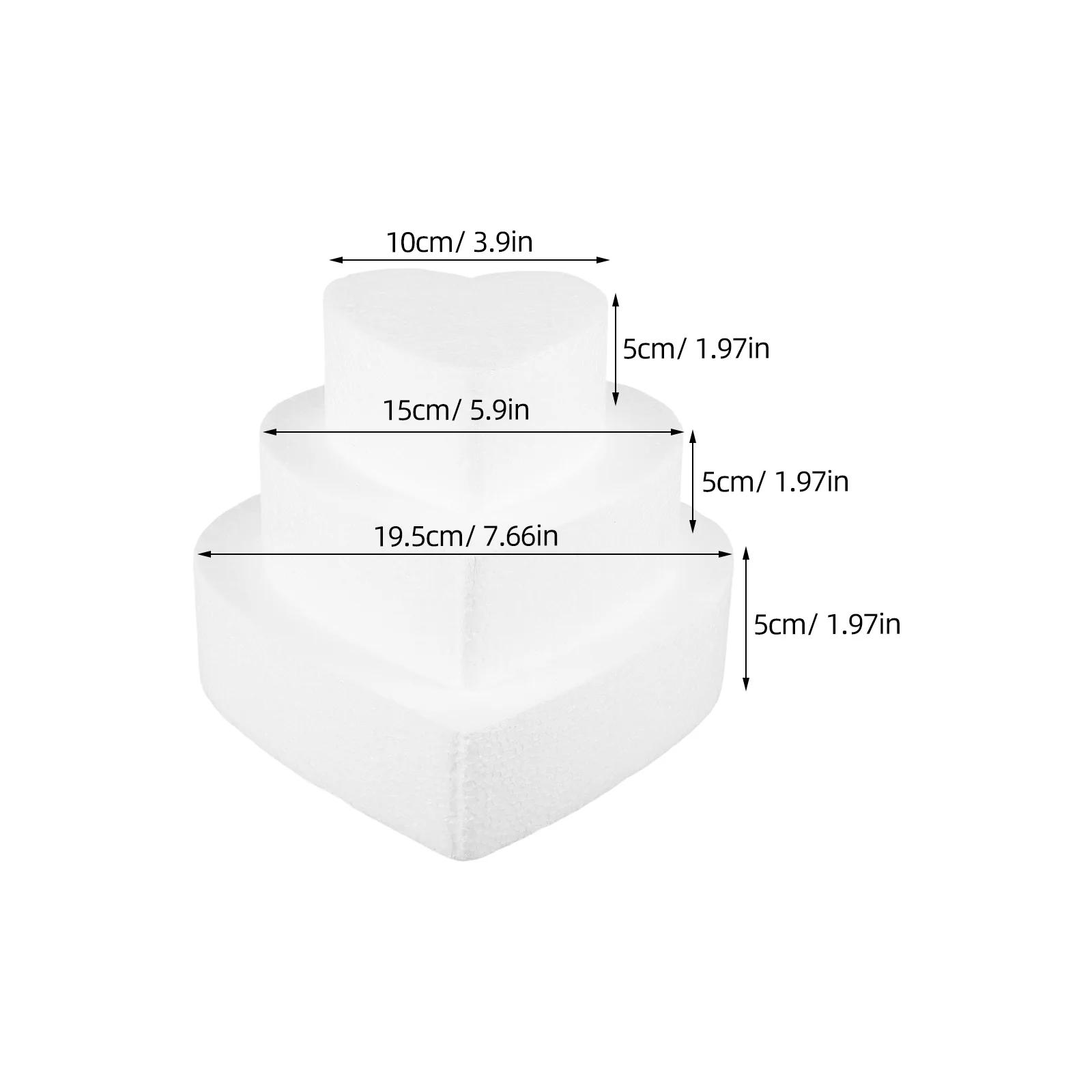 3 Pcs Cake Mold Heart Shaped Foam Board Props Model Decorating Tools Supplies Kit Tube Pans for Pound Storage Organizer