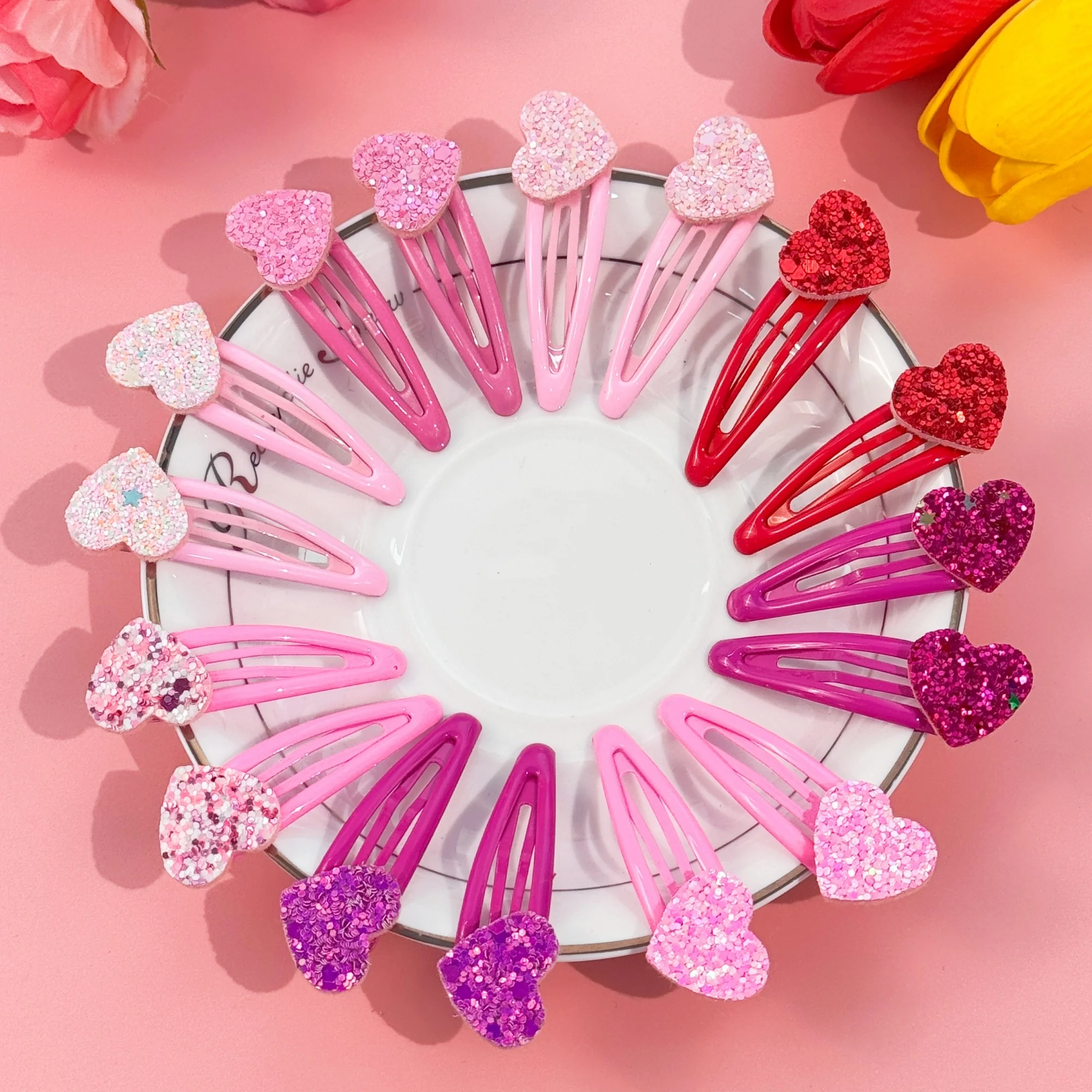 16 Stück Valentinstag Haarspangen Kinder Mädchen Glitzernde Herz Haarspangen Clips Legierung Snap Herz Haarspange Kinder Mädchen Haarschmuck