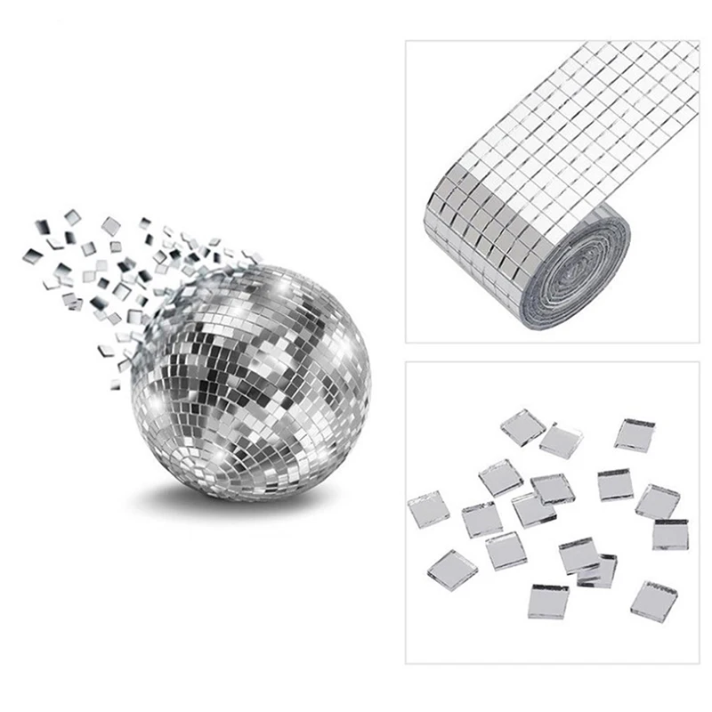 4x100cm Mirror Mosaic Tiles Stickers DIY Self Adhesive Mini Square Acrylic Wall Sticker Craft Party Home Decor