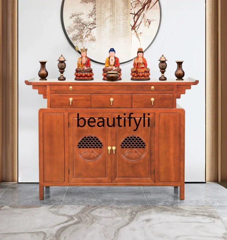 

New Chinese style solid wood offering table shrine incense casket