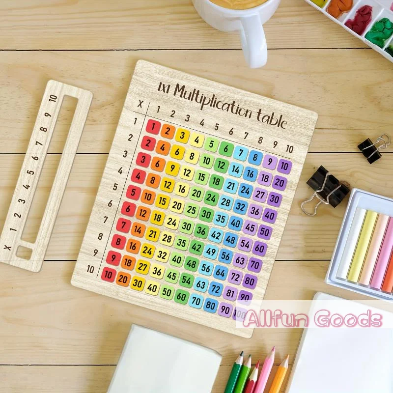 1Pcs Colorful Multiplication Table Wooden Boards Suitable For Math Classes And Back-to-School Gifts, Ideal For Family Gatherings