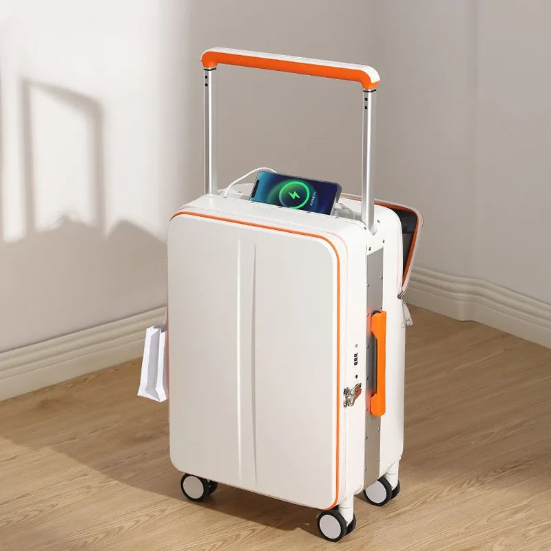 

Trolley Case 20 25 inch Rolling Luggage Mute Wheel Carry on Luggage with Cup Holder USB Charging Port Password Lock Suitcase