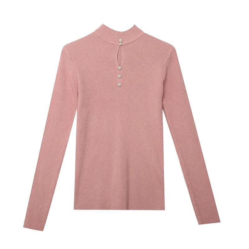 Autumn Winter Korean Basic Top Female Sexy Hollow Chic Elegant Slim Pullover Knitted Sweater Long Sleeve Women's Clothing Jumper